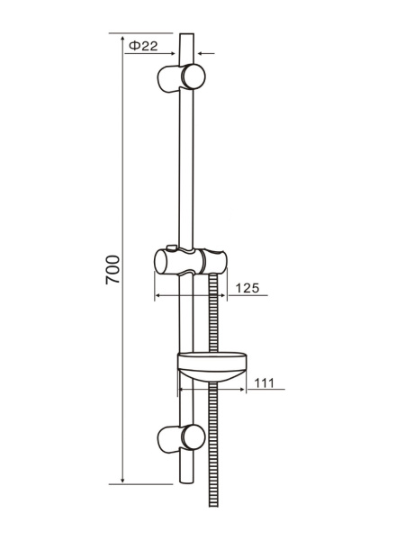 Душевая штанга 700 мм Orange ORANGE OS7B VARIO, черный
